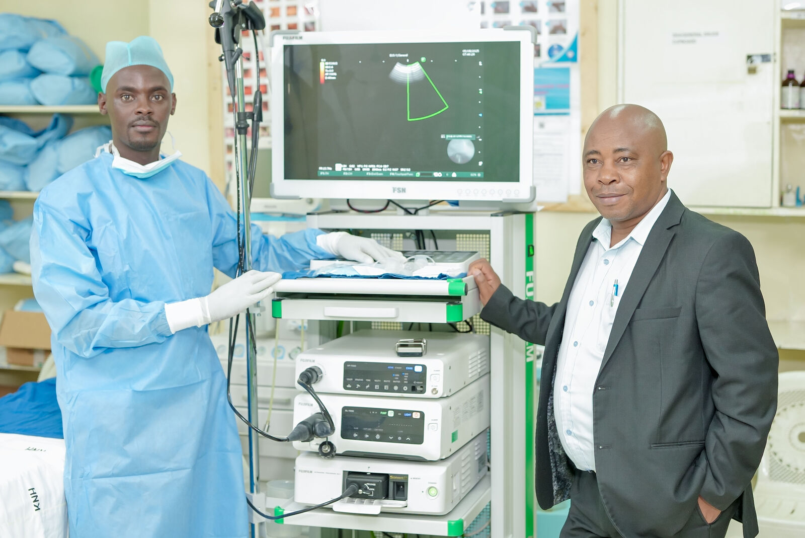 Team conducting a pleural procedure